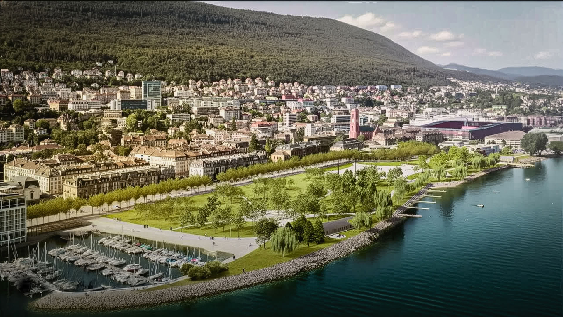 Photo de le la maquette du projet des Jeunes-Rives au bord du lac de Neuchâtel